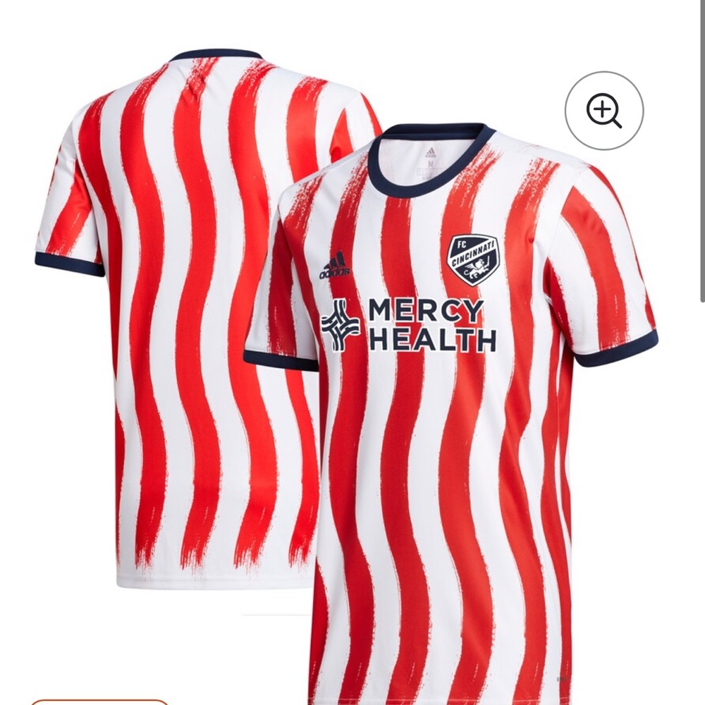 Men's FC Cincinnati adidas White/Red 2021/22 Americana Pre-Match AEROREADY Top